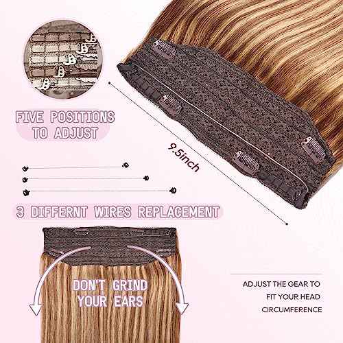 Halo Hair Extensions Real Human Hair - Light Blonde Golden Blond, Halo Extensions Human Hair 20inch 100g