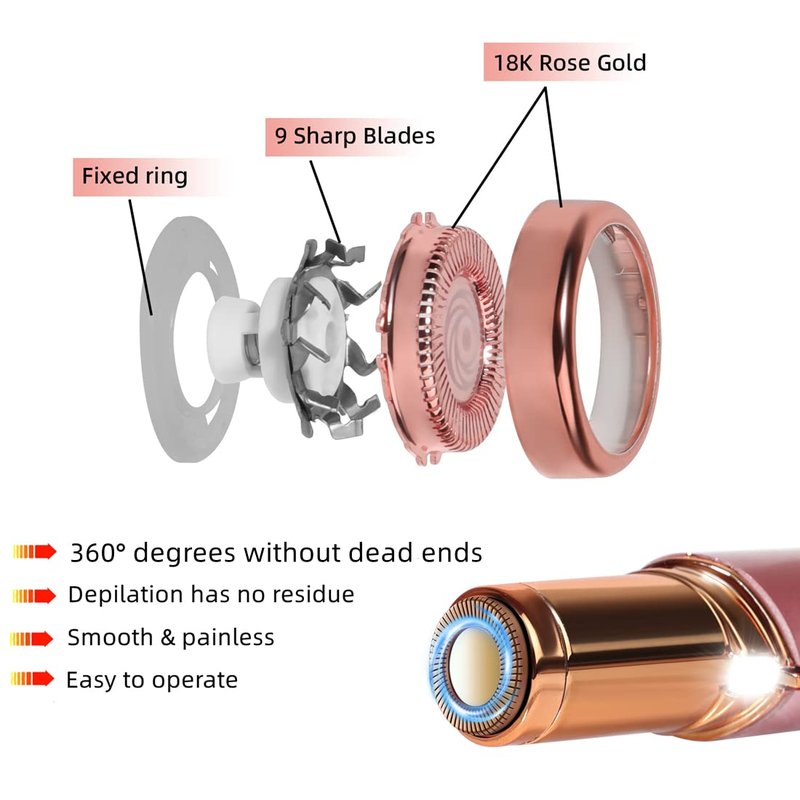 Facial Hair Remover Replacement Heads for Generation 1 Finishing Touch Flawless Facial Hair Removal Tool for Women,18K Gold-Plated Rose Gold 4 Count,First Generation by BECHY.