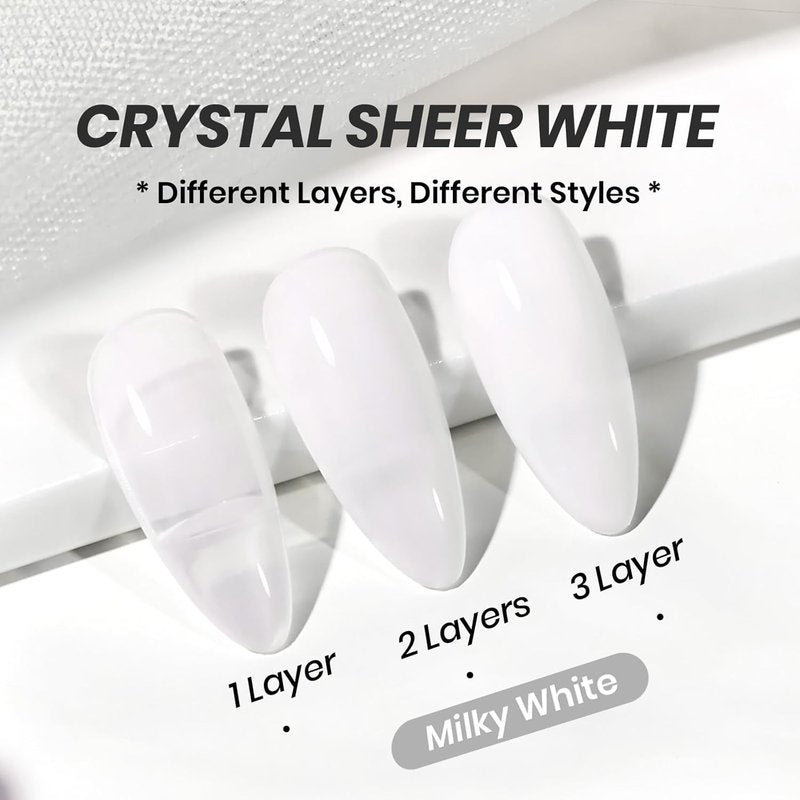 Beetles Milky White Gel Nail Polish - 15ml Sheer Translucent Neutral Jelly Base for DIY Manicure | Perfect for French Nail Art
