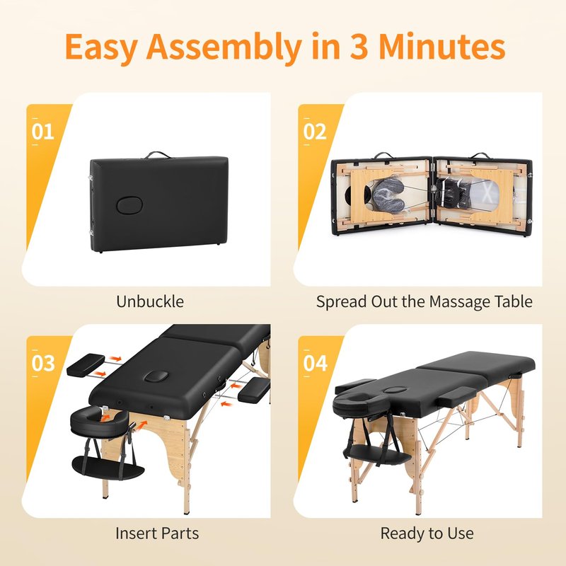 BestMassage Massage Bed Portable Massage Table 28 inch Wide Lash Bed Height Adjustable 2 Folding Spa Table with Non-Woven Bag for Spa Footmassage Facial CareSpa Tattoo