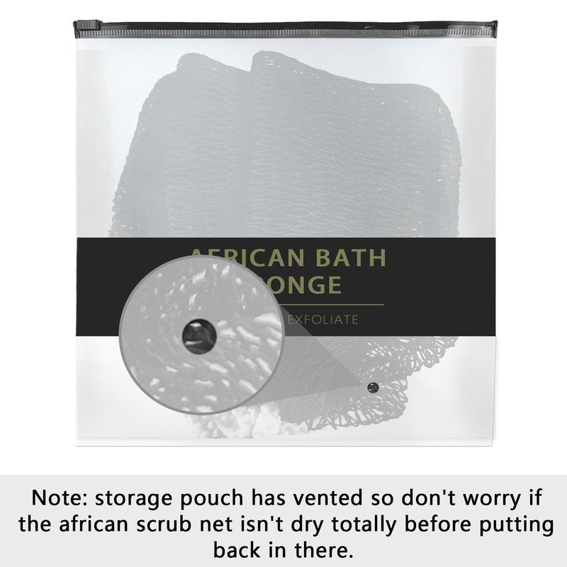 African Net Sponge Authentic with Knots - African Exfoliating Net Sponge with Handles for Body Scrubber Exfoliator - Real Africa Back Wash Bath Sponges for Shower Travel Portable & Dry Quickly, Black
