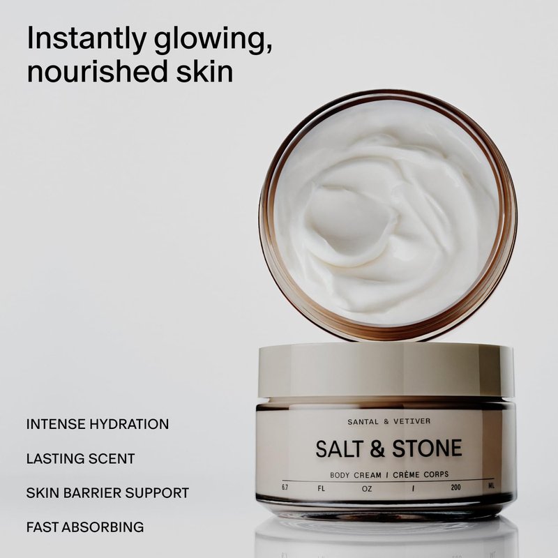 Salt & Stone Body Cream - Hydrating Formula with Seaweed Extracts & Squalane | Deep Hydration & Glow | 6.7 fl oz