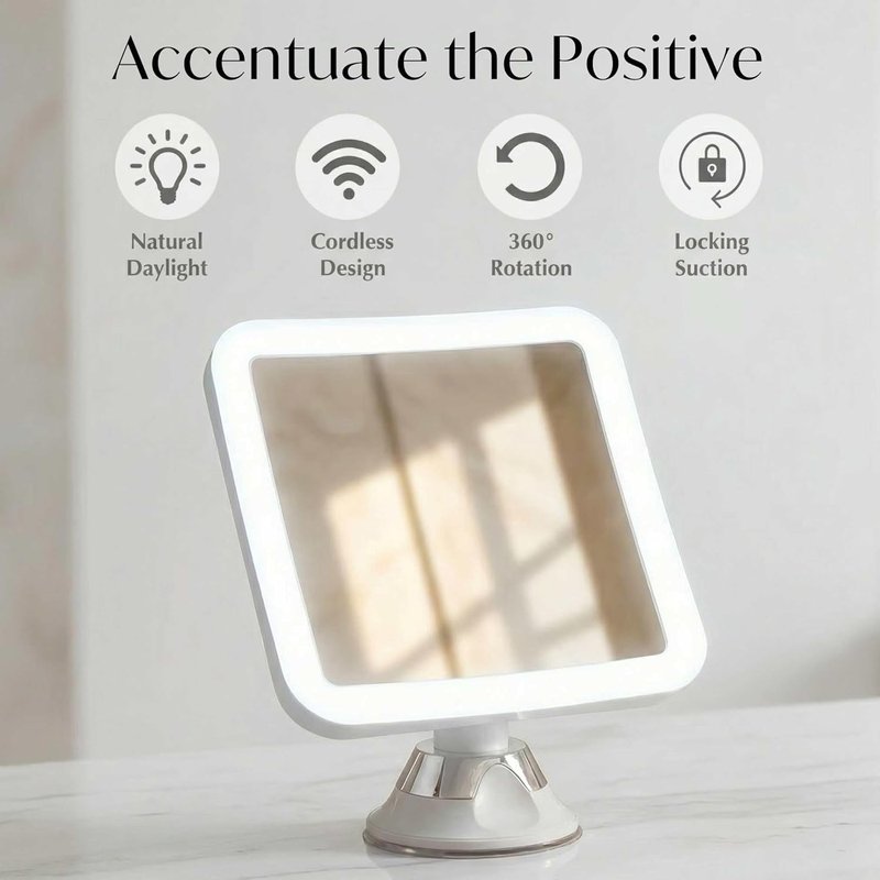 Fancii 10X Magnifying Lighted Makeup Mirror - Cordless Daylight LED Vanity Mirror | 6.5" Wide, 360° Rotation