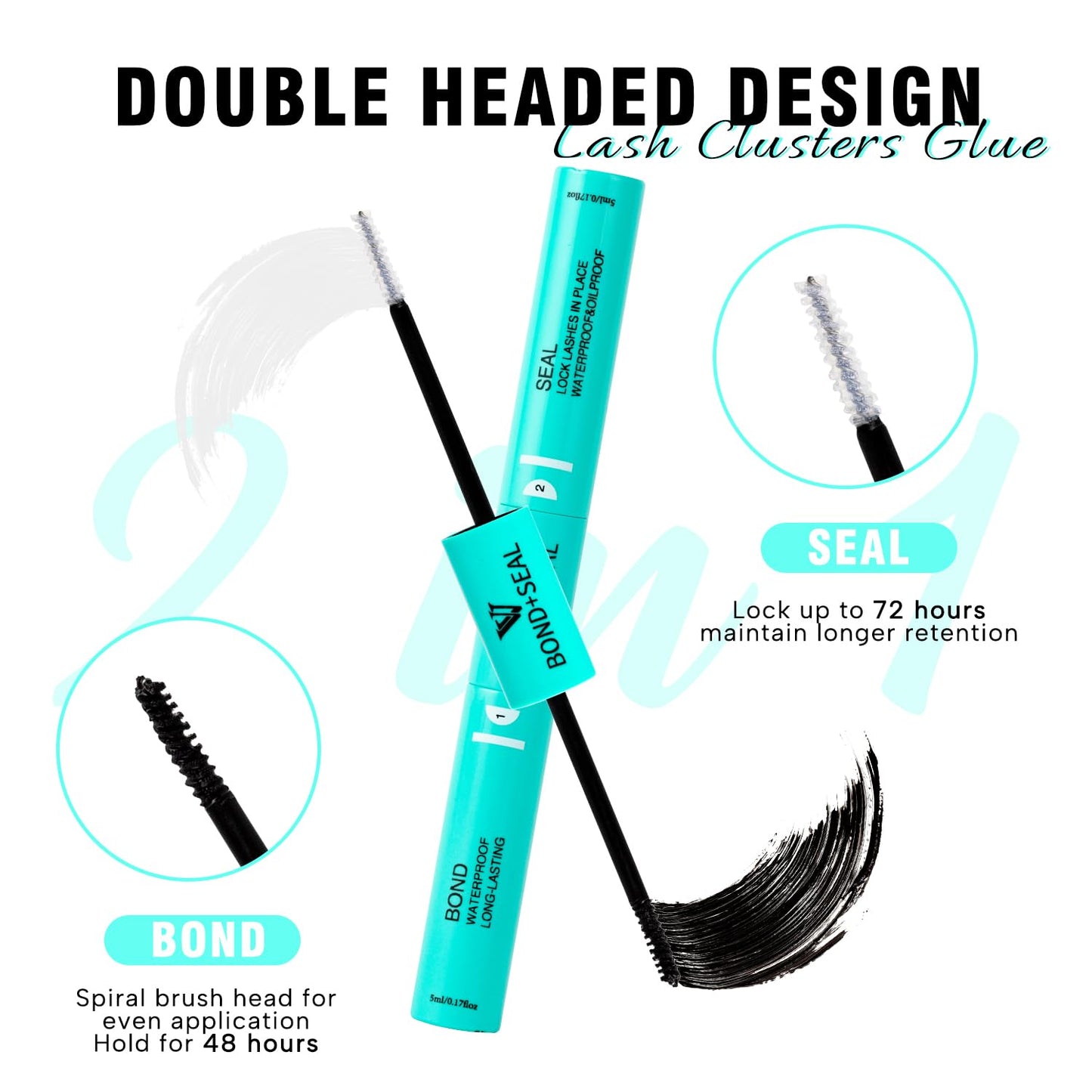 VAVALASH Lash Bond and Seal Waterproof Lash Glue 2 in 1 Long Lasting Lash Clusters Bond for Eyelash Extensions Strong Hold Waterproof Adhesive and Sealant DIY Lash Extension Glue