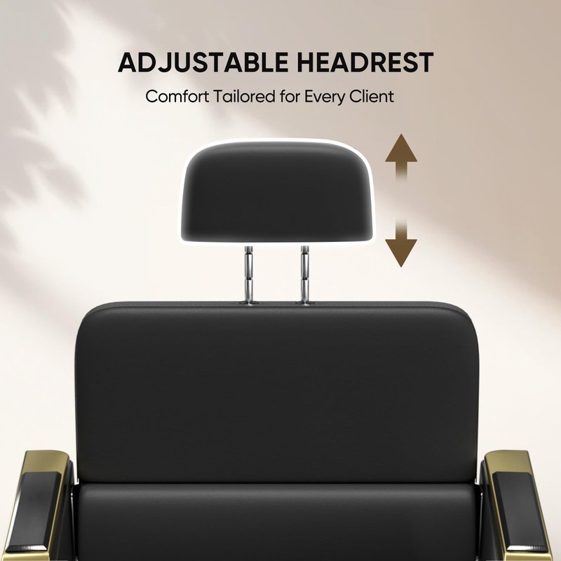 Salon Chair for Hair Stylist, Barber Chair with Heavy Duty Hydraulic Pump, Stylist Chair for Barbershop, Silla de Barberia 360 Degrees Rolling Swivel Spa Beauty Equipment for Hair Stylist, Black/Gold