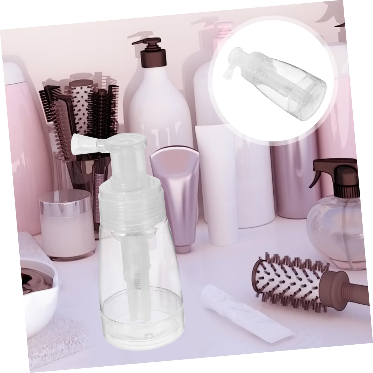 Uonlytech Transparent Powder Spray Bottles 5.90 Inch Refillable Dry Powder Puffers with Locking Nozzle for Hair Styling Barber Salon Travel Use 2-Pack