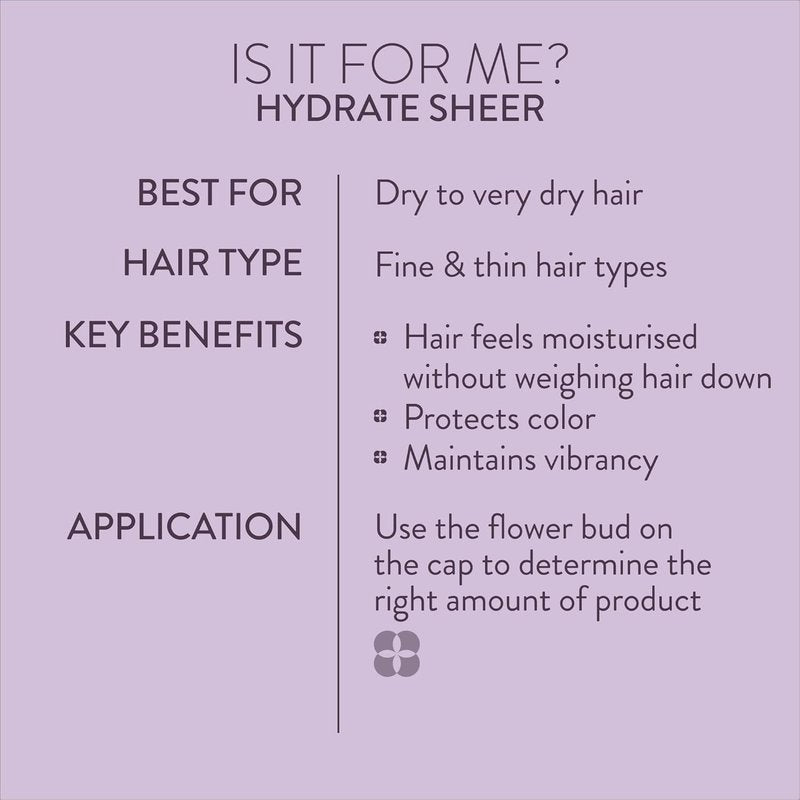 Pureology Hydrate Sheer Shampoo - Lightweight Hydrating Shampoo for Fine, Color-Treated Hair | Silicone-Free & Vegan