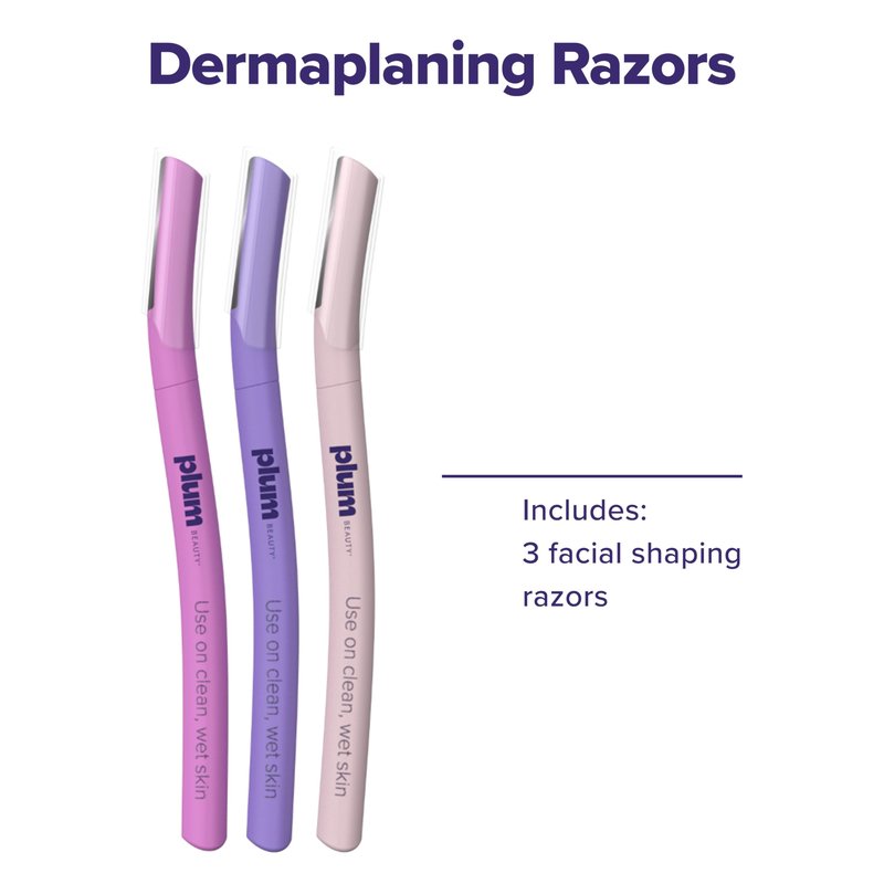 Plum Beauty Face Razors Women, Eyebrow Razor & Brow Shaper, Microblades for Facial Hair, Eye Brow Shaver, Dermaplane Razor Women Face, Beauty Razors, Eyebrow Blades