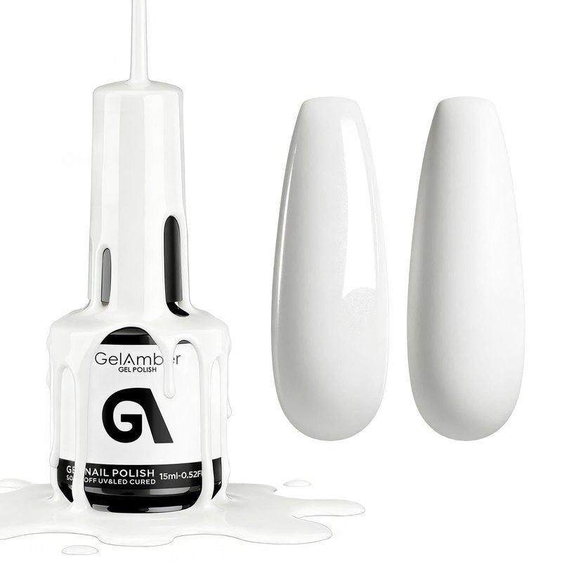 GELAMBER White Gel Nail Polish - Solid White Nail Polish Gel - 15ml UV Gel Polish Soak Off - 1pc Large Bottle for Salon DIY Manicure Nail Art