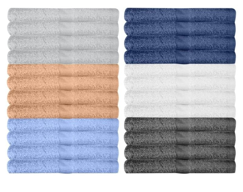KAHAF COLLECTION 24 Pack Wash Cloths | Multicolour 100% Cotton Extra Absorbent Face Towels | Soft, Quick Dry Washcloths for Bathroom, Spa, Gym, Baby & Travel (24 Packs (12x12))