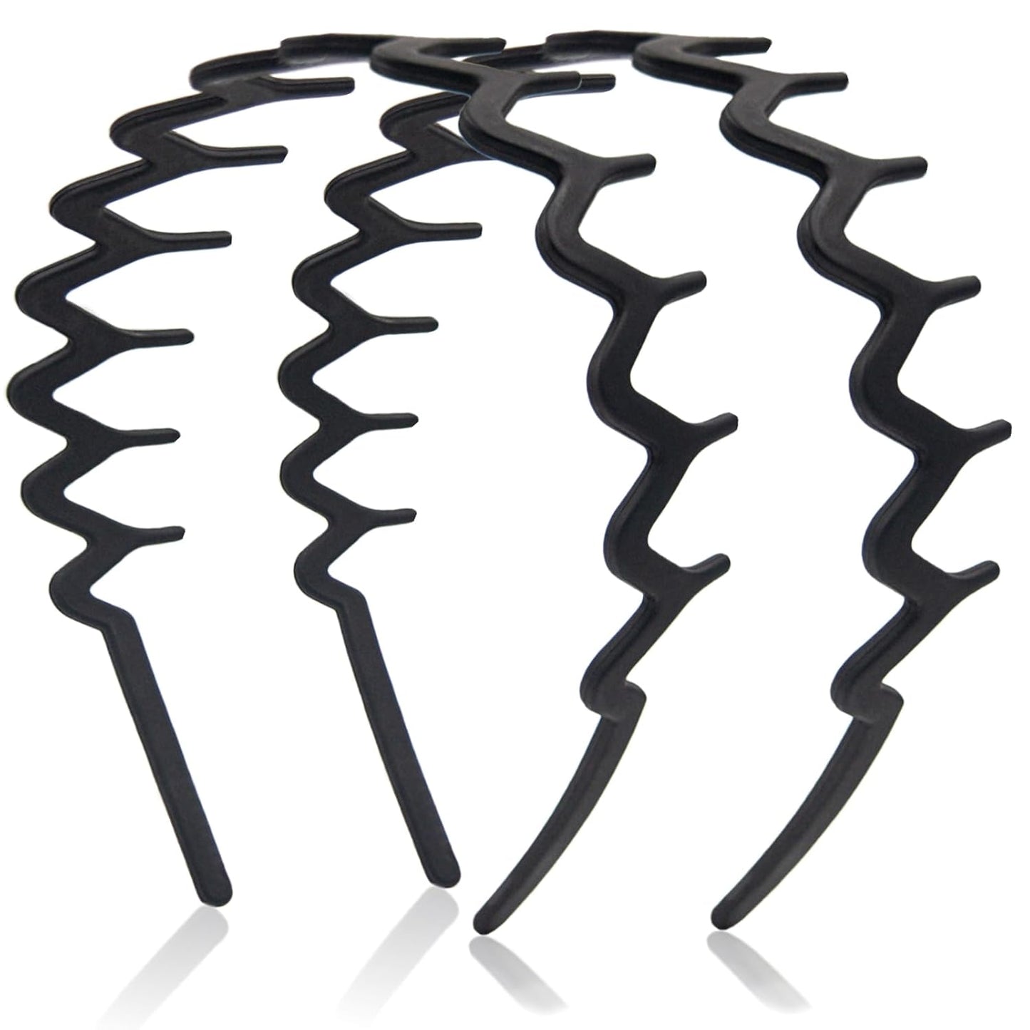 Zig Zag Headbands for Women & Men - Non-Slip Wavy Hair Accessories | 2pcs Matte Black