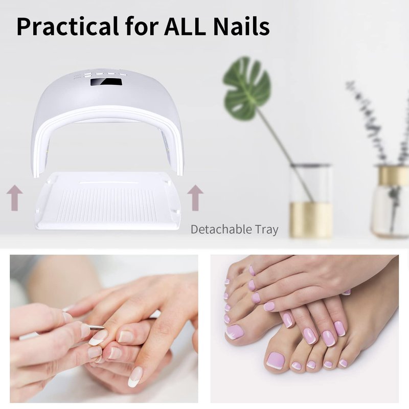 Ayshone 48W Rechargeable UV LED Nail Lamp,Cordless Professional Gel Nail Art Lights Manicure Tools for Home and Salon (White)