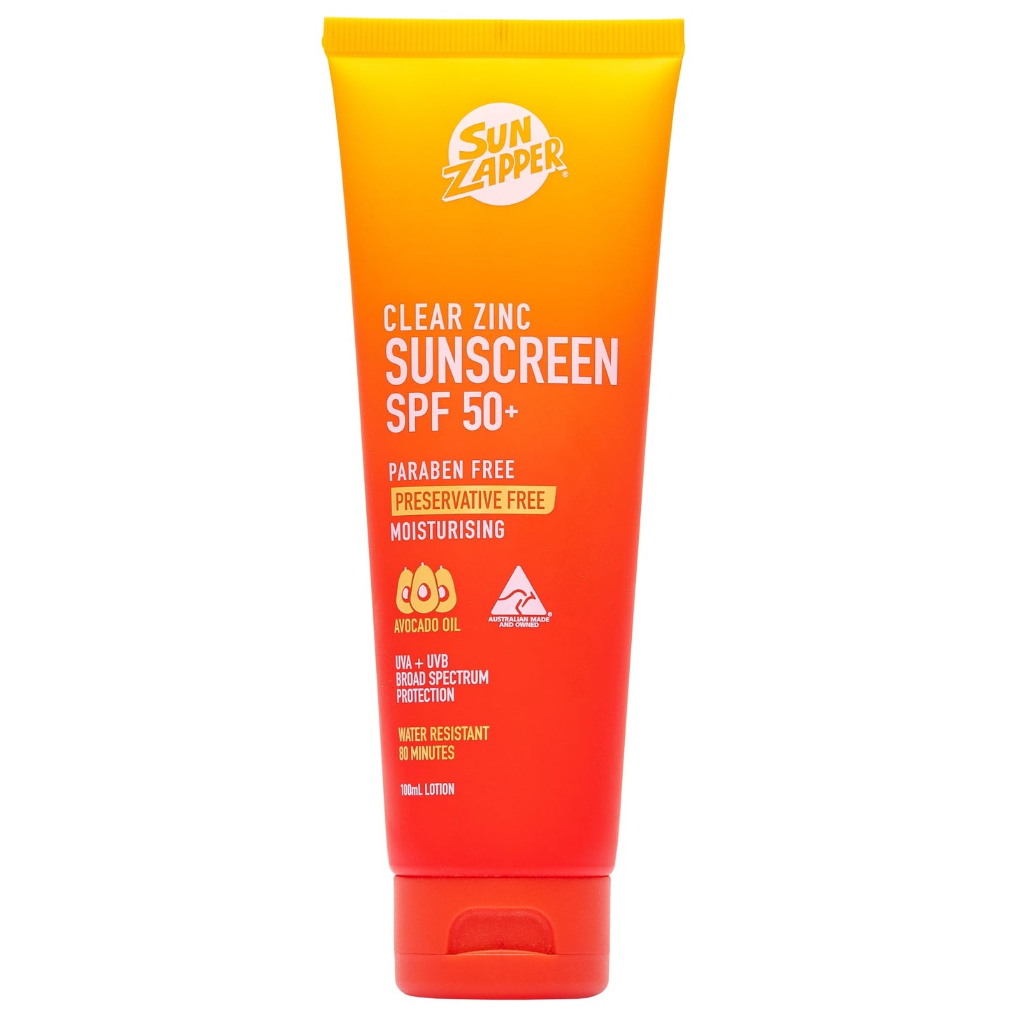 Sun Zapper Clear Zinc Sunscreen Lotion SPF 50+ – Zinc Oxide Sunscreen for Face and Body, Water Resistant Broad Spectrum Sunblock, No White Cast, Oxybenzone Free, 100mL (3.4 oz), Australian Made