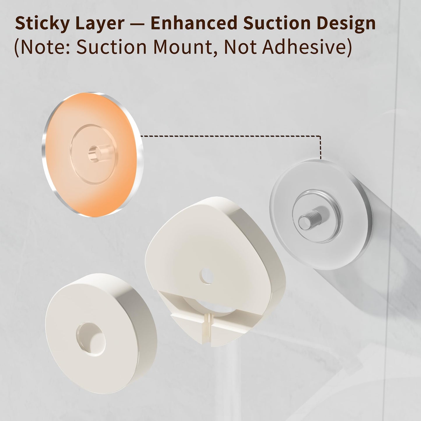 KEGII Shower Caddy Suction Cup with Soap Holder and Hooks, Removable Suction Bathroom Organizer Shelf, No Drilling Shower Organizer, Stainless Steel Shampoo Holder for Bathroom Storage, Cream White