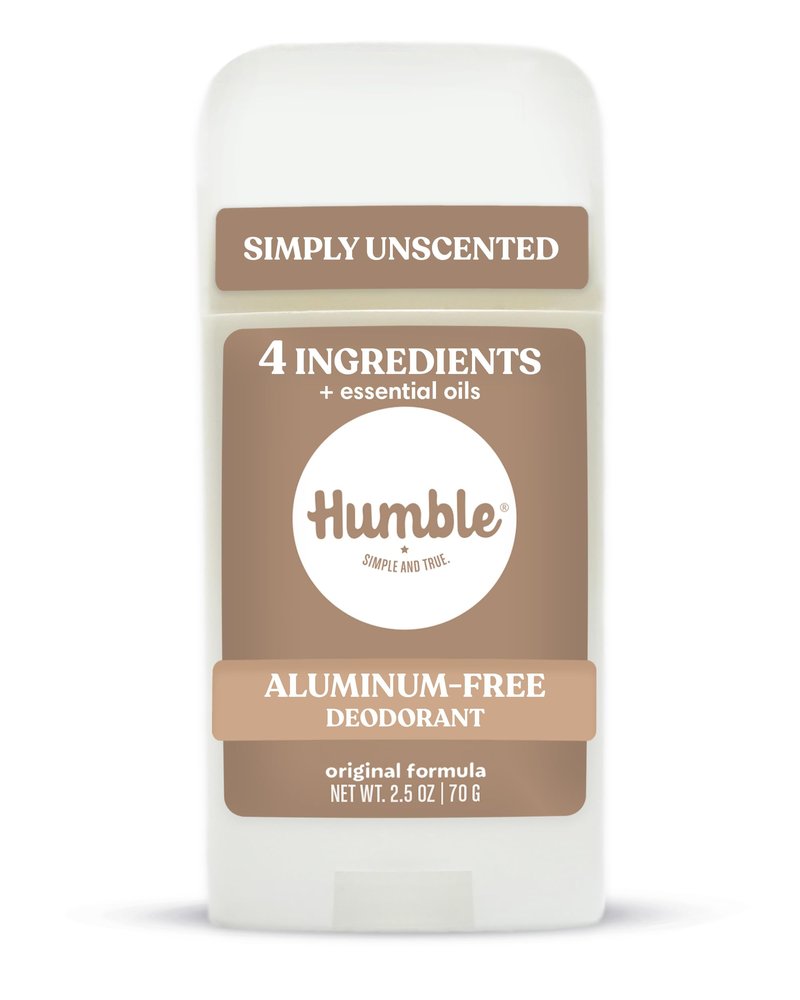 Humble Aluminum-Free Deodorant for Women & Men, Simply Unscented - Clean & Fresh Natural Deodorant Stick with Essential Oils for Long-Lasting Odor Control - 1 Pack