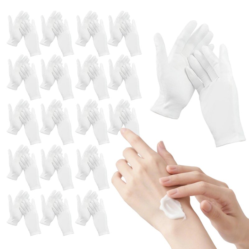 36PCS White Cotton Gloves for Hand Repair, 100% Cotton Sleeping Moisturizing Gloves for Women Dry Hands, White Glove for Eczema Relief, Spa Care, Jewellery Inspection - One Size Fits Most