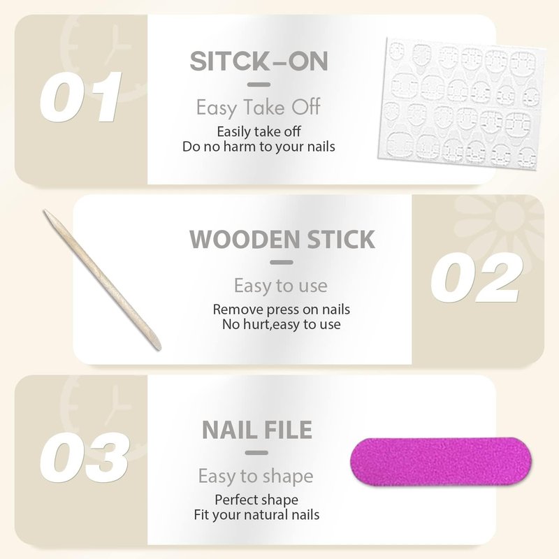 KQueenest Press On Nails - Pastel Pink Short Oval Acrylic Fake Nails | 24 Pcs for Daily Wear