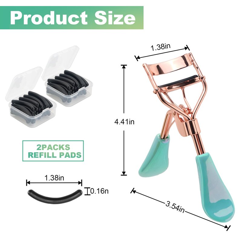 Eyelash Curler for Hooded Eyes,Euramerican,Asian, Jpanese C-curl, 2 Packs Eyelash Curler Refill Pads Compatible with Shiseido,Tweezerman,Shu uemura,Kevyn Aucoin,e.l.f