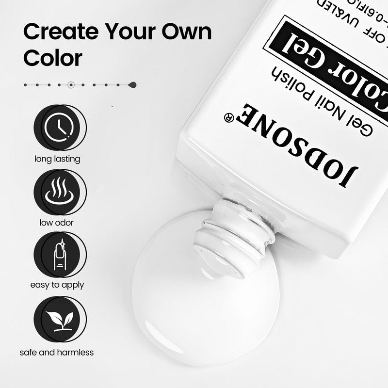 JODSONE White Gel Nail Polish - 18ml Soak Off UV Gel for Salon Quality Manicure at Home
