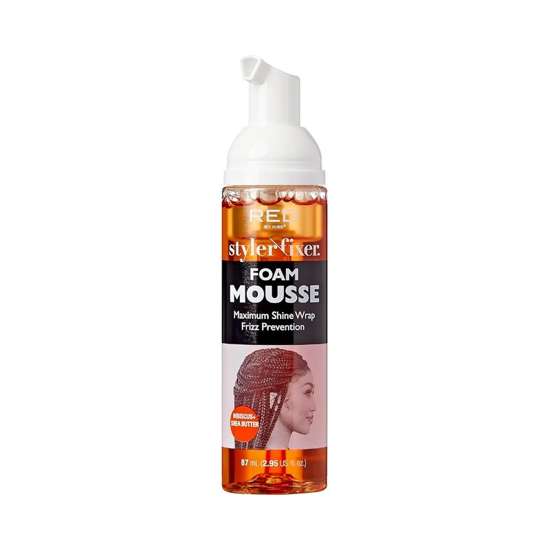 Red by Kiss Foaming Mousse - Travel Size for Maximum Shine, Frizz Control & Curl Definition (Hibiscus + Shea Butter)