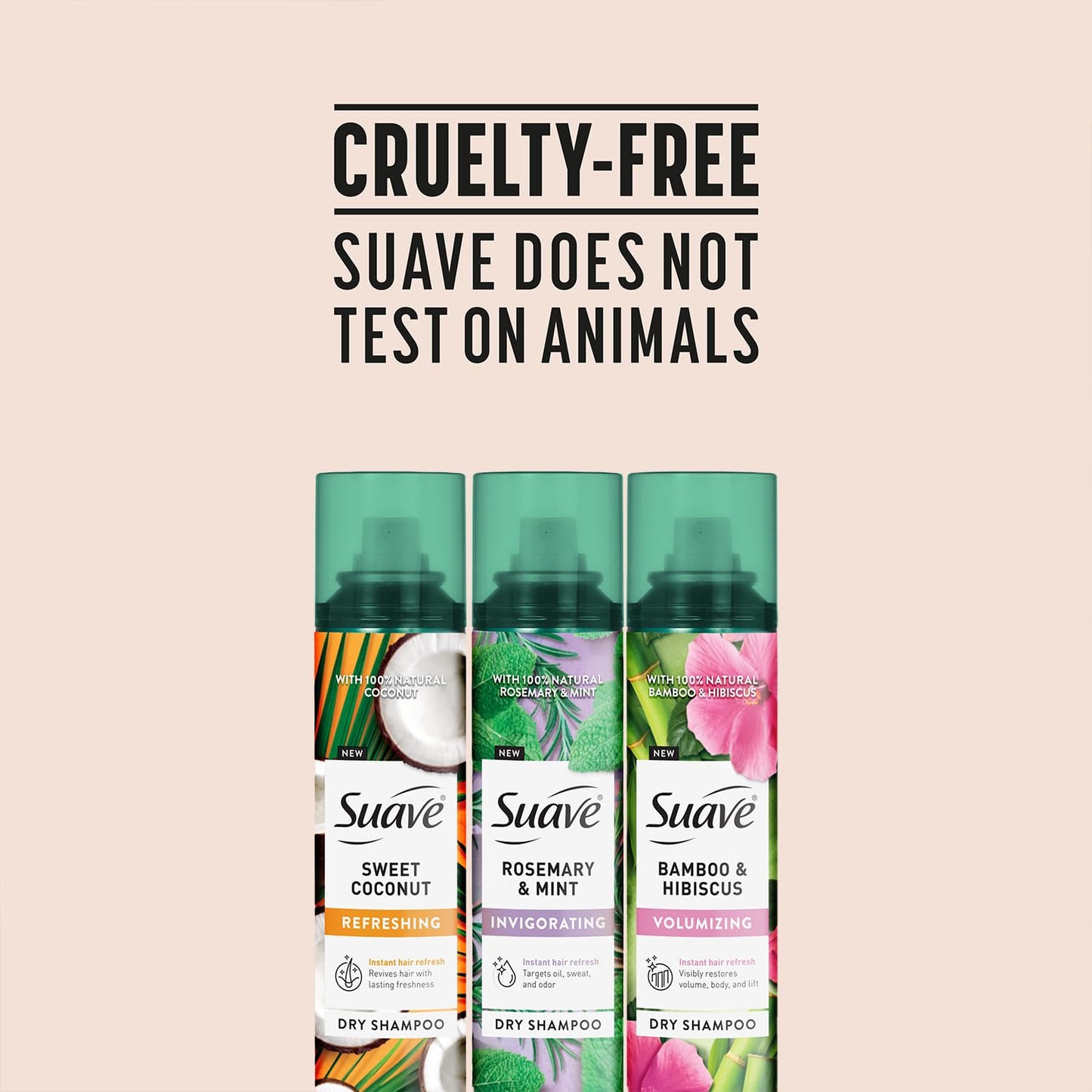 Suave Dry Shampoo Spray Variety 3-Pack – Invigorating Rosemary & Mint, Volumizing Bamboo & Hibiscus + Refreshing Sweet Coconut, 4.3 Oz Ea
