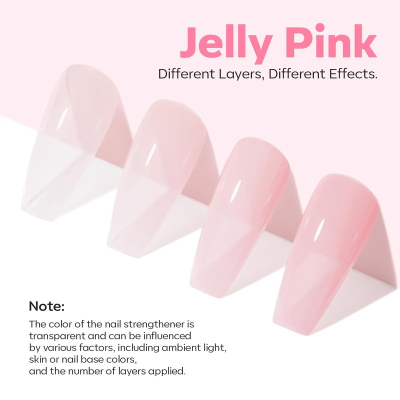 Modelones Nail Strengthener Jelly | Extra Strong Pink & Purple Nail Polish for Damaged Nails