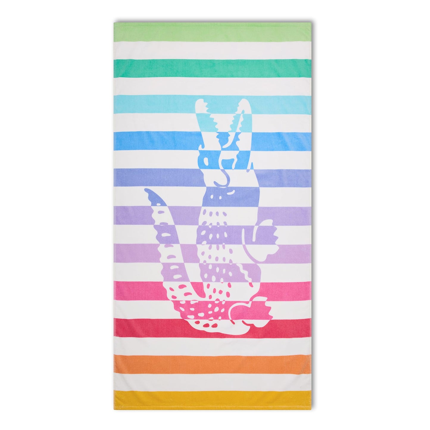 Lacoste 100% Cotton Large Beach Towel, Ultra-Absorbent & Fast-Drying, Machine Washable, Striped Croc, 36" W x 72" L