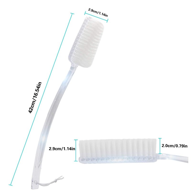 Mczxon Bath Body Back Shower Brush with Curved Long Handle for Exfoliating Skin Improve Blood Circulation, Clear Back Scrubber Bath Wet or Dry Brushing Body Brush for Shower Women Men
