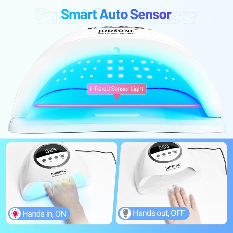 JODSONE UV LED Nail Lamp - 320W Gel Nail Dryer with 72 Light Beads & Automatic Sensor | 4 Timers