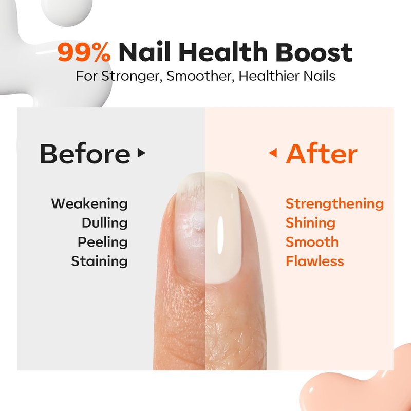 modelones Nail Strengthener and Growth 2 Pcs Milky White Nude Orange Nail Polish Kits Nail Hardener Extra Strong and Growth Nail Repair for Damaged Nails Care for Women Gifts 30ml