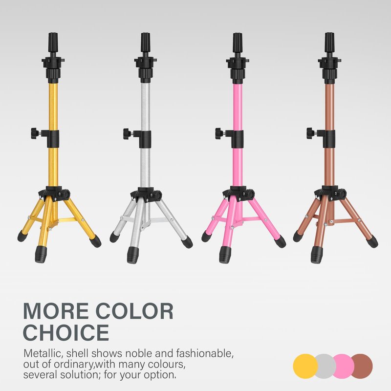 AliLeader 25 Inch Mannequin Head Stand Tripod for Mannequin Head Wig Stand Tripod Wig Head Stand for Training Heads and Canvas Block Head (Mannequin Head Not Included,Pink)