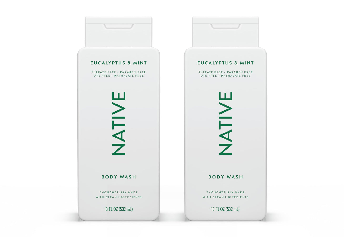 Native Body Wash Contains Naturally Derived Ingredients | For Women & Men, Sulfate, Paraben, & Dye Free Leaving Skin Soft and Hydrated | Eucalyptus & Mint 18 oz