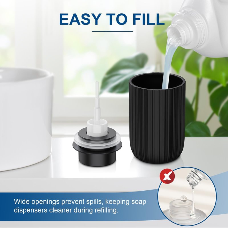 Ceramic Foaming Soap Dispenser, 12 oz Bathroom Foam Hand Soap Dispenser, Refillable Lotion Soap Dispenser with Removable Pump for Kitchen Hand Wash Dispenser, Modern Home Decor (Black)