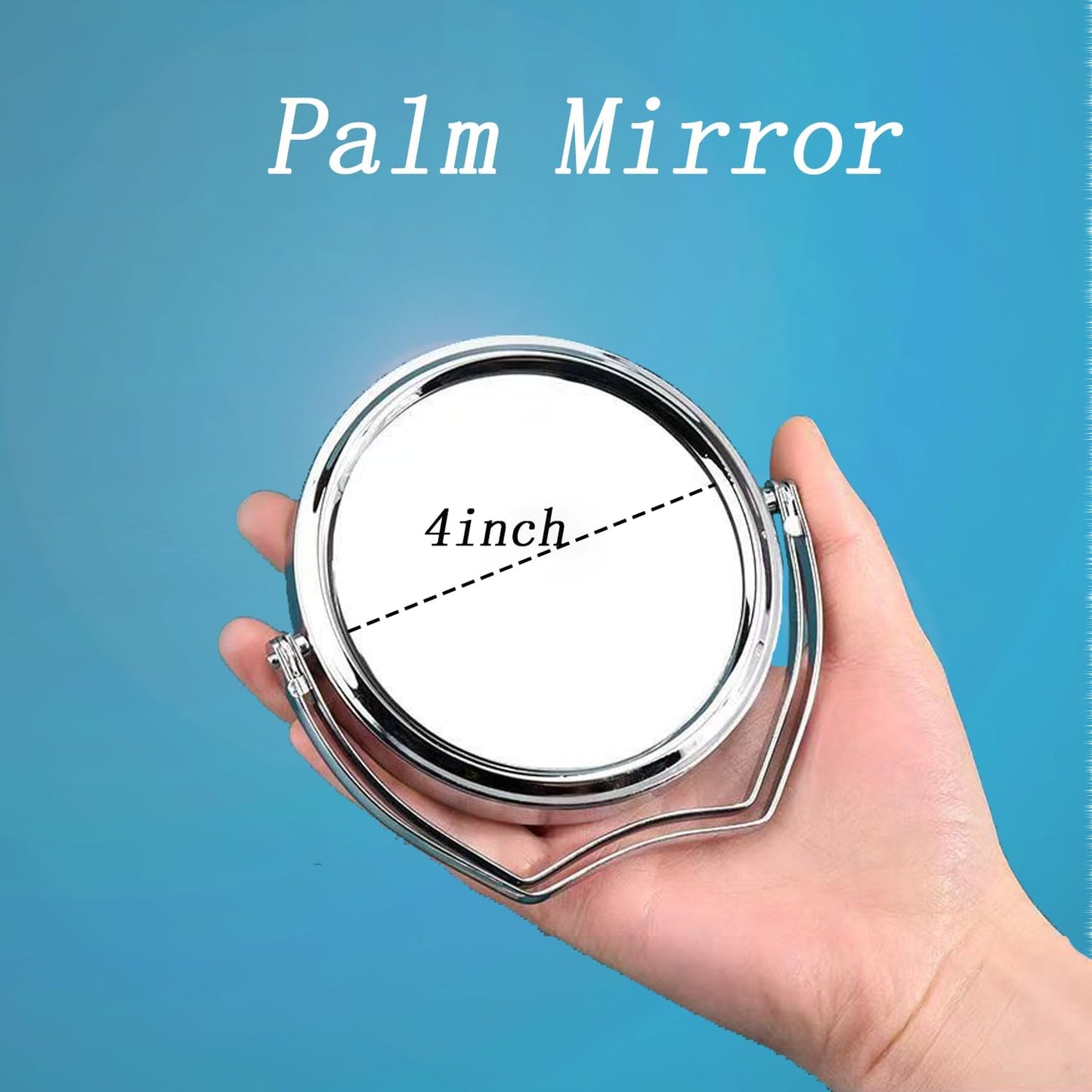 WMugthome Portable Round Makeup Mirror - Two-Sided 1X/3X Magnification | Silver, 4-Inch Size