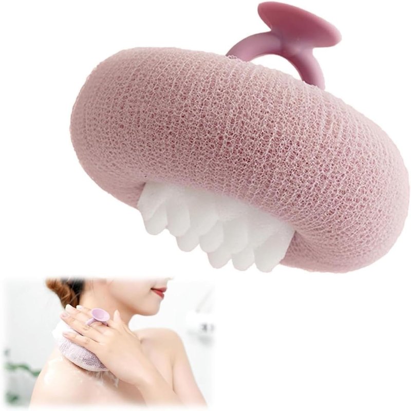 Super Soft Sunflower Suction Cup Bath Ball, Upgraded Exfoliating Body Bath Sponge, 2-in-1 Sponge Mesh Bath Cleaning Brush for Women and Men (Purple)