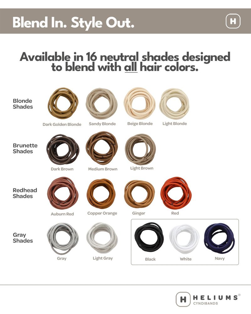 Heliums Small Hair Ties - No Damage Mini 1 Inch Elastics in Auburn Red | 48 Count for Thin Hair & Kids