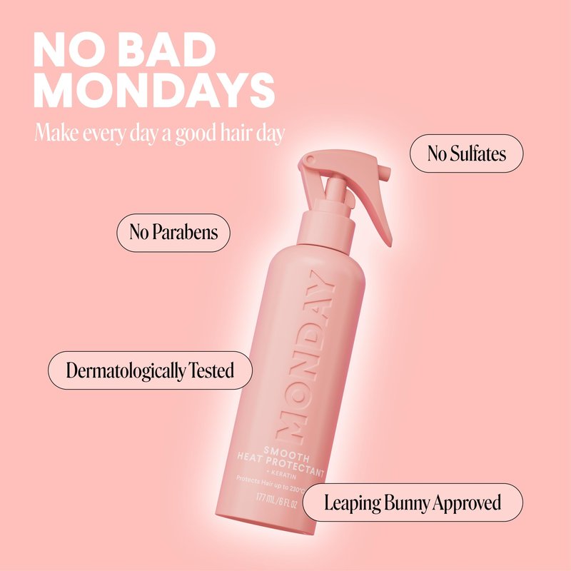 MONDAY HAIRCARE SMOOTH Heat Protectant with Keratin – 6 oz for a Smooth, Polished Finish(Pack of 2)