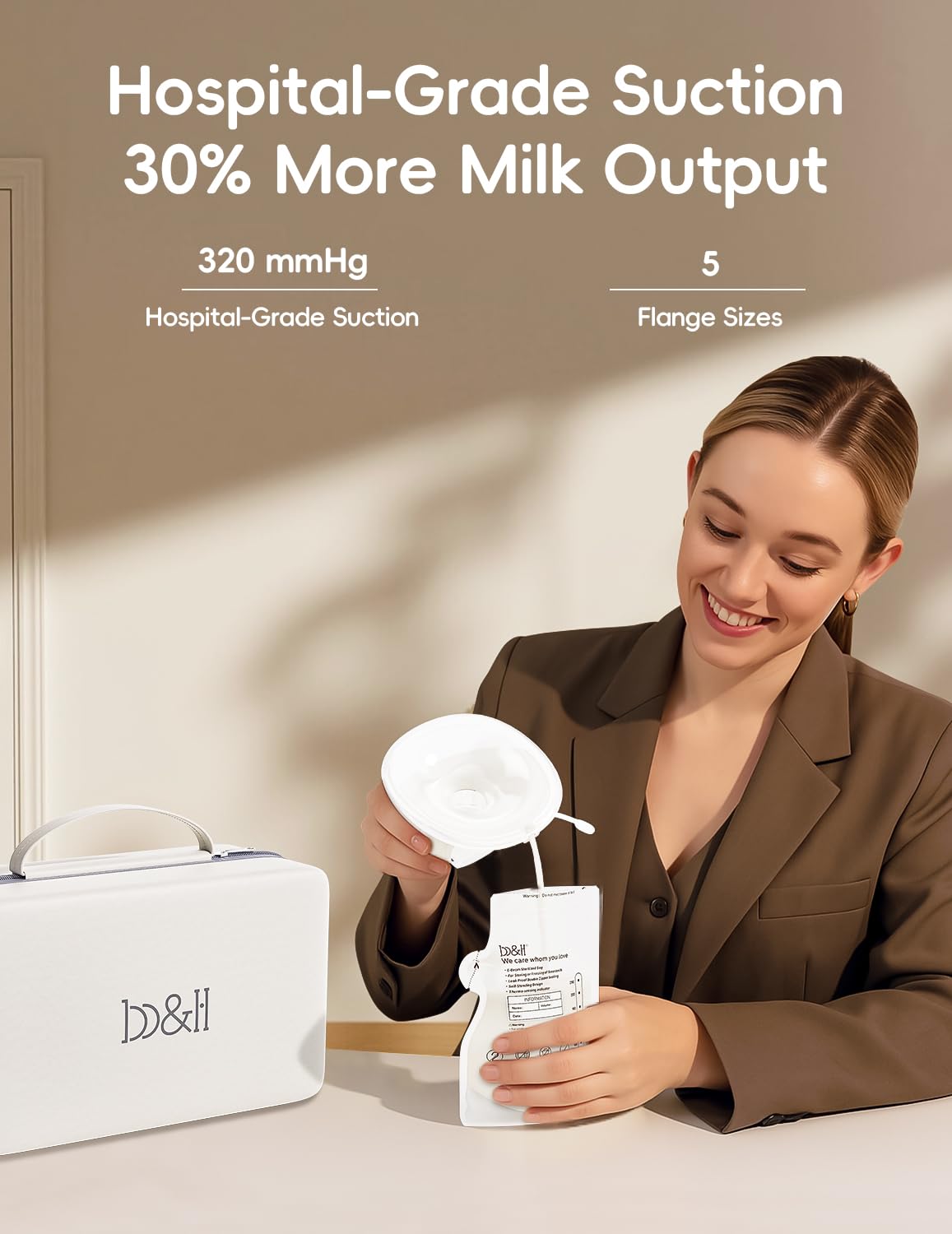 b&h Breast Pump Hands Free with Night Light, S33 Portable Electric Wearable Breastfeeding Pump, 4 Modes & 9 Levels, 27/24/21/19/17mm Flange, Baby Mouth Double-Sealed Flange, Milk Pump for Moms -Purple