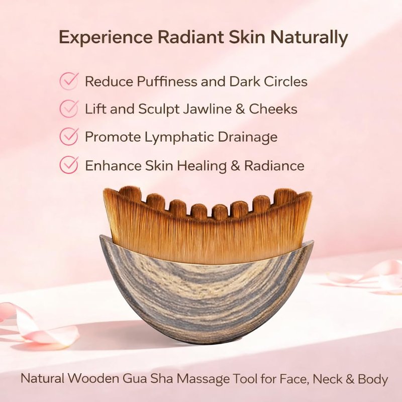 Skiennix Lymphatic Face Brush - Soft Gua Sha Tool for Jawline Sculpting & Depuffing