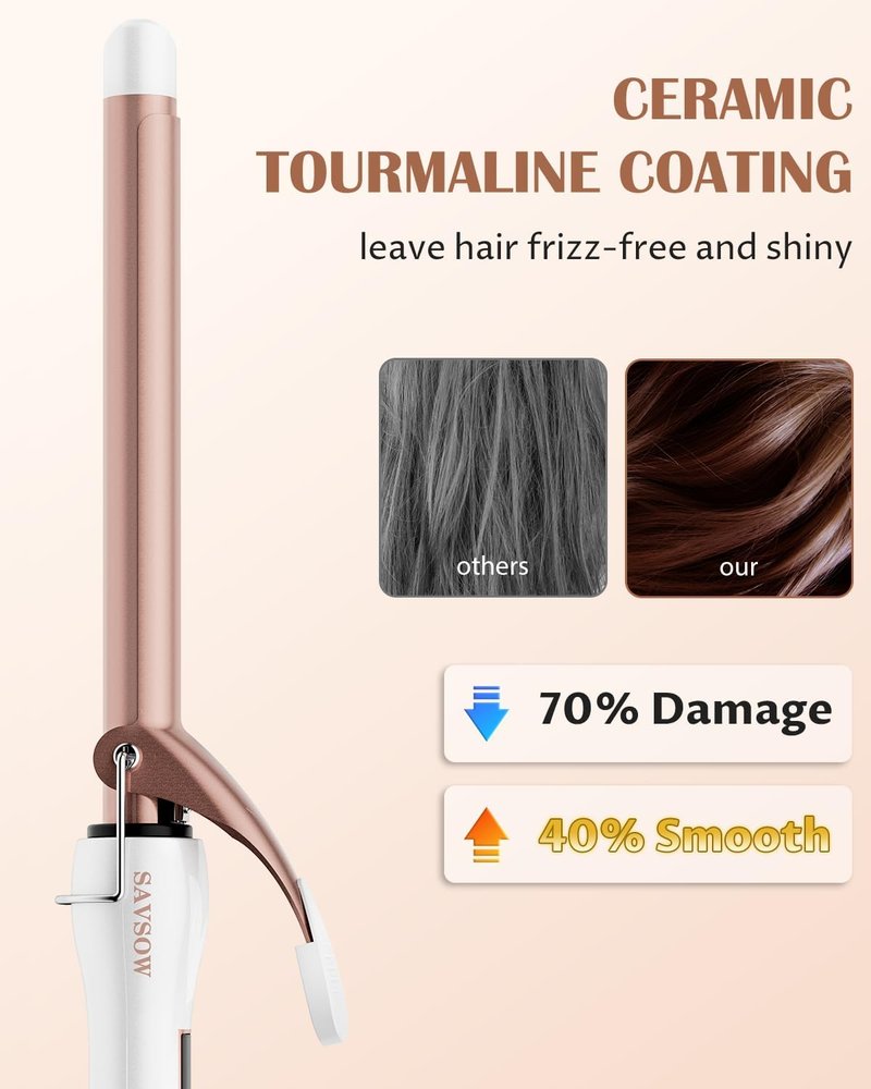Skiennix 3/4 Inch Curling Iron - Long Barrel Ceramic Tourmaline Wand for All Hair Types