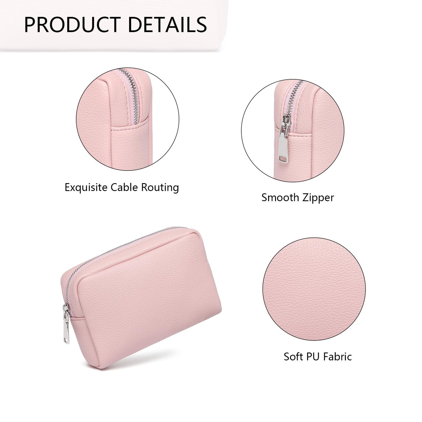 YONBEN Makeup Bag Large Capacity Women's Classic Black Wash Bag Adjustable Partition Wash Brush and Cosmetic Carrying Bag (PU/Charming)
