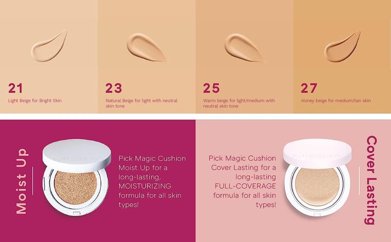 MISSHA Magic Cushion Foundation - No.23 Natural Beige | Flawless Coverage & Dewy Finish for All Skin Types