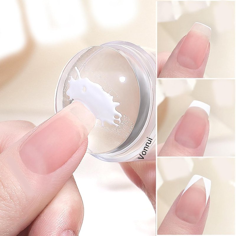 Skiennix 9 PCS Clear Jelly Silicone Nail Art Stamper Kit - Transparent Stamping Tools for French Tips