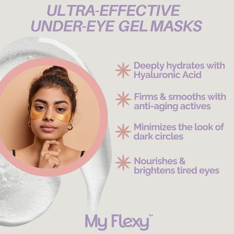 Skiennix 24K Gold Under Eye Patches - Collagen & Peptides for Puffy Eyes and Dark Circles | 24 Pairs