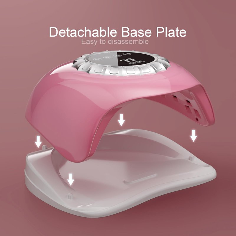 LVAINIT Pink UV LED Nail Lamp – Elegant Touch Screen Nail Dryer with 4 Timer Settings, Detachable Base & Dual Light Beads for Quick Gel Polish Curing – Salon-Quality Manicure at Home