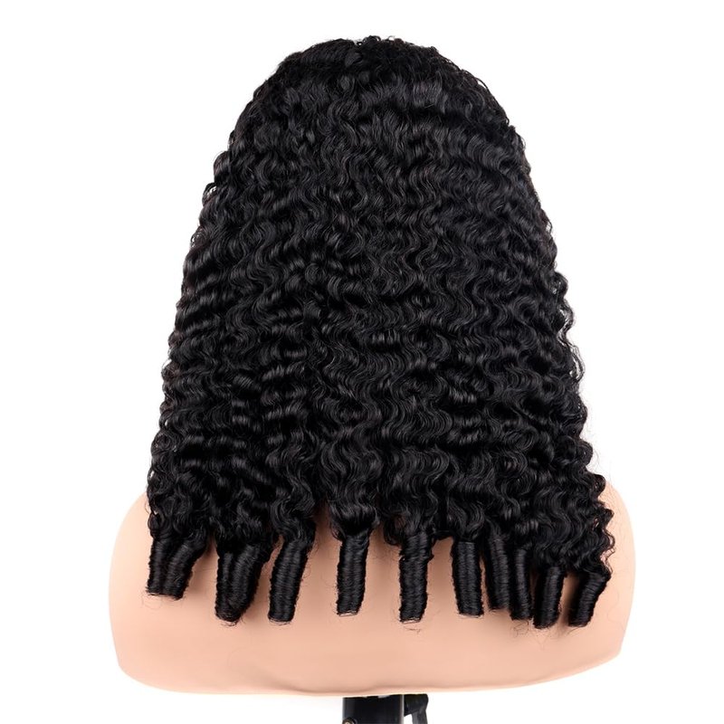 Perismodа Burmese Curly Half Wig - Glueless Human Hair with 200% Density | 18-Inch Kinky Curly Style