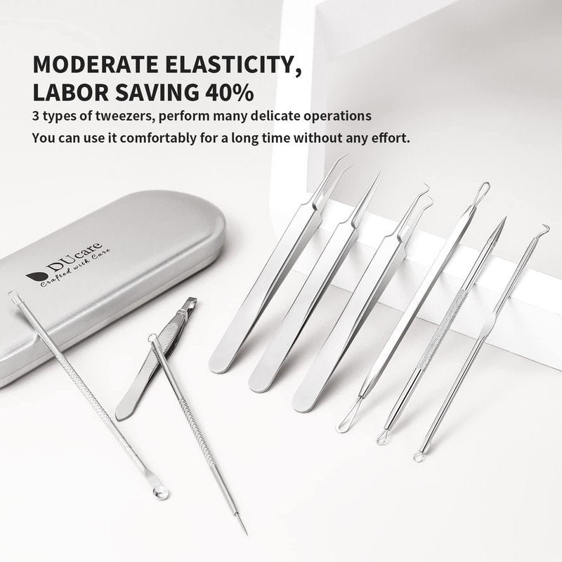 DUcare Blackhead Remover Pimple Popper Tool Kit - (9 Piece Kit) - Professional Stainless Pimples Comedone Extractor Removal Tool