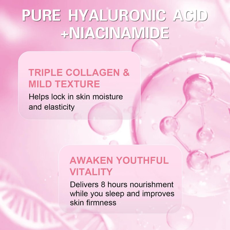Josmon Collagen Night Wrapping Mask for Glowing Skin, Collagen Overnight Wrapping Peel Off Facial Mask for Elasticity Hydration, Reduce Sagging Dullness, 2.53 fl.oz, Pink(Brush Included)