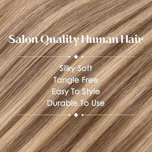 Hairro 6PCS 6 Clips In Short Hair Extensions Remy Real Human Hair Clip Ins Mini Clip On Hairpin Hairpieces For Women 31g 10 Inch #4P27 Medium Brown&Dark Blonde