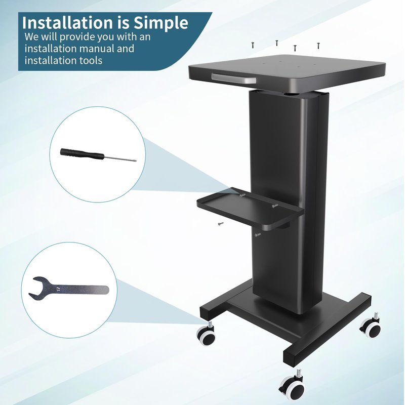 Esthetician Trolley Cart with Wheels, Heavy Duty Metal Beauty Machine 3 Tier Rolling Cart, Load 220Lbs, Durable Full Body Metal Construction for Professional Salons